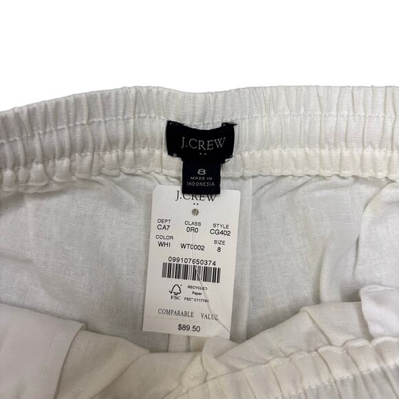 J.Crew Linen-Blend Wide-Leg Drawstring Pants White Size 8 NWT - Picture 4 of 5